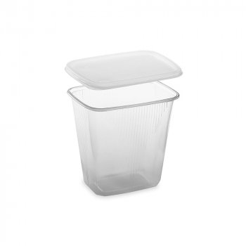 500 Stk. Rechteckbecher Feinkostbecher 500 ml mit Deckel Becher Gastro aus PP